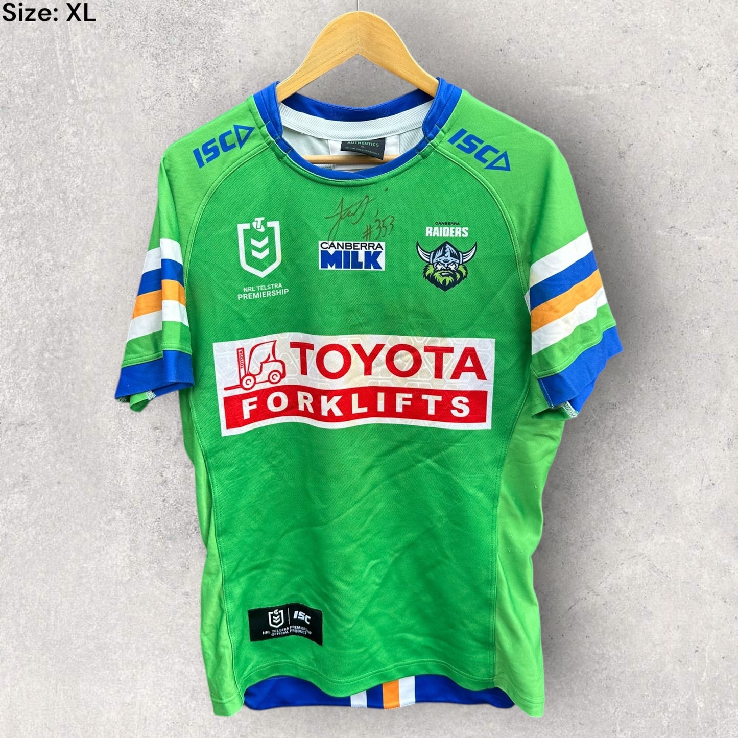 EMRE GULER CANBERRA RAIDERS 2023 HOME MATCH WORN JERSEY + SIGNED