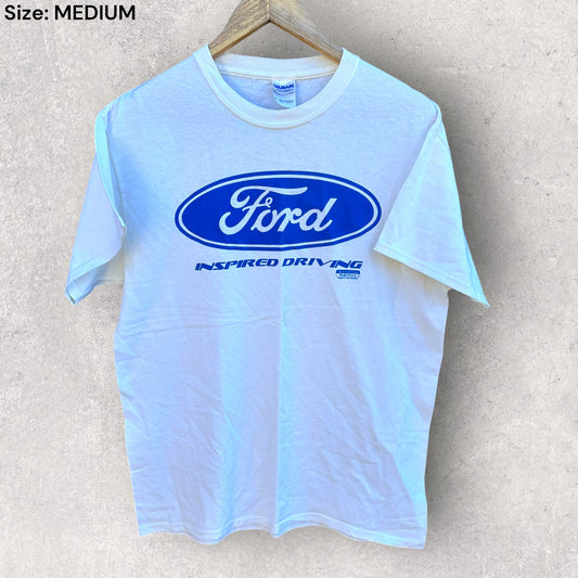 FORD Racing Vintage White Short Sleeve Y2K Motorsport Shirt