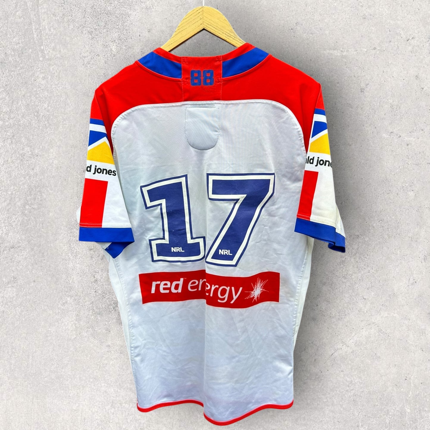 SIONE MATA’UTIA NEWCASTLE KNIGHTS 2020 AWAY MATCH WORN JERSEY