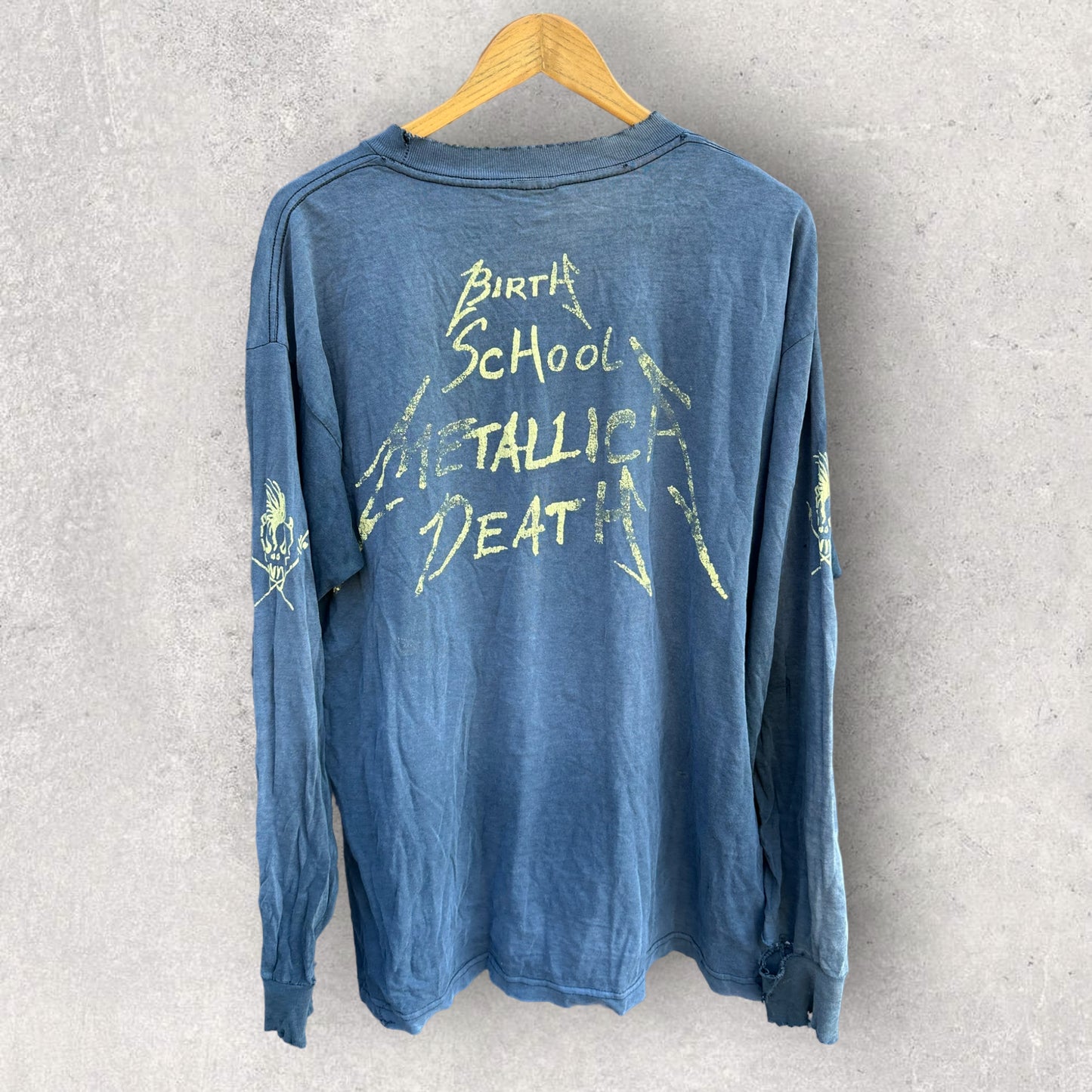 METALLICA 1992 VINTAGE DISTRESSED LONG SLEEVE “BIRTH, SCHOOL, METALLICA, DEATH” SHIRT