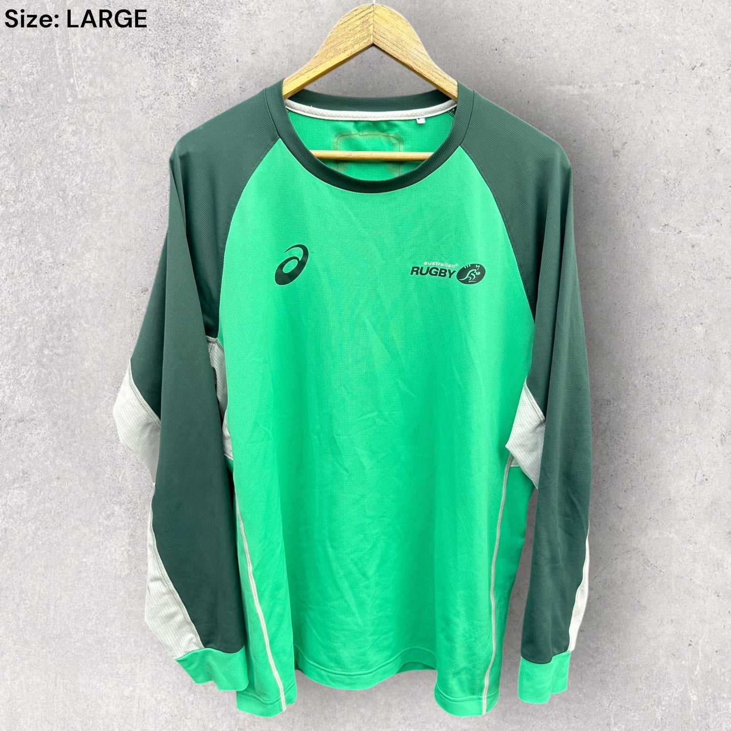 Rugby Australia ASICS Long Sleeve Green Training Shirt