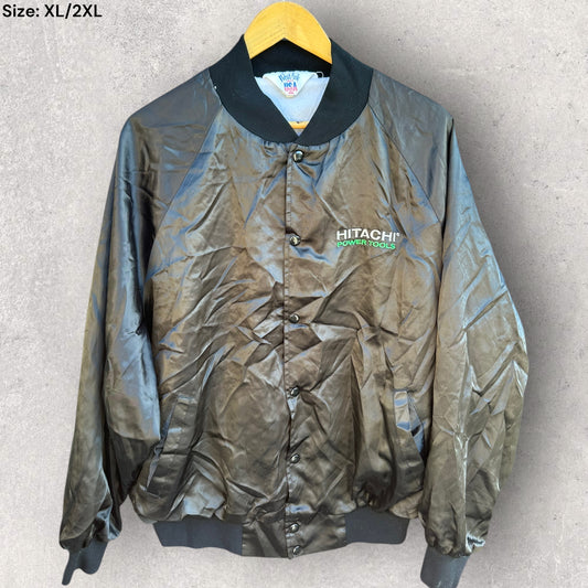 HITACHI POWER TOOLS VINTAGE BLACK BUTTON UP JACKET MADE IN USA