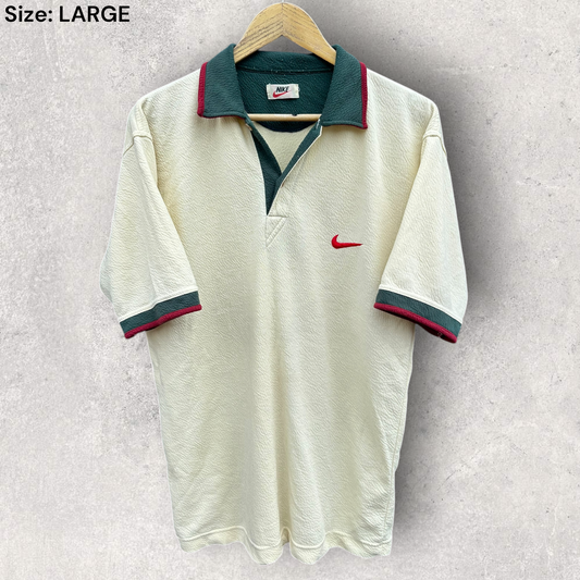 Nike Cream Vintage Collared Short Sleeve Shirt
