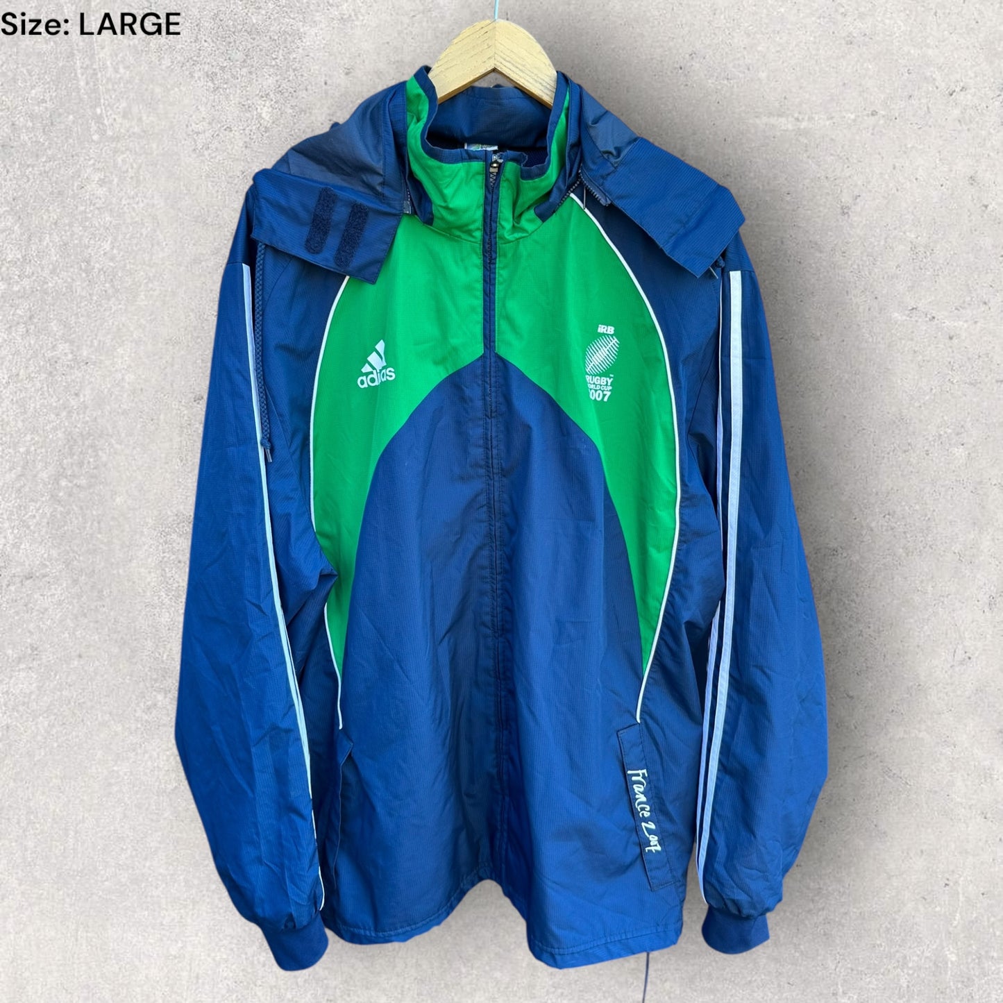 RUGBY WORLD CUP 2007 ADIDAS WINDBREAKER HOODED JACKET