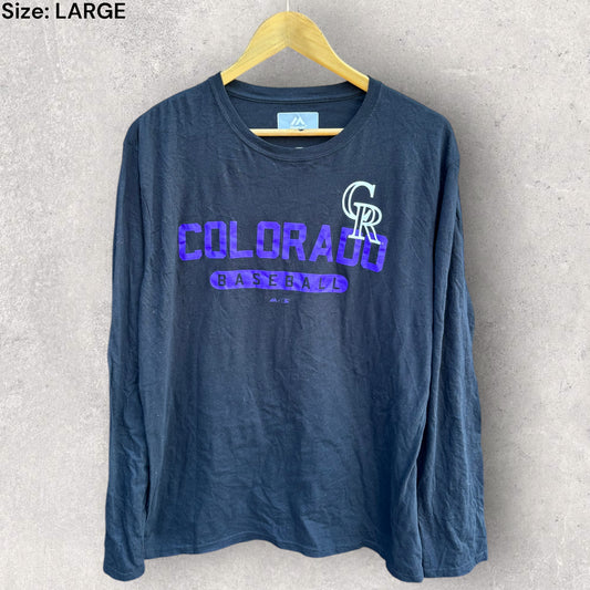 COLORADO ROCKIES MAJESTIC BLACK LONG SLEEVE MLB SHIRT
