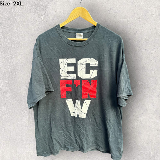 ECW VINTAGE WRESTLE BLACK T-SHIRT EC F’N W