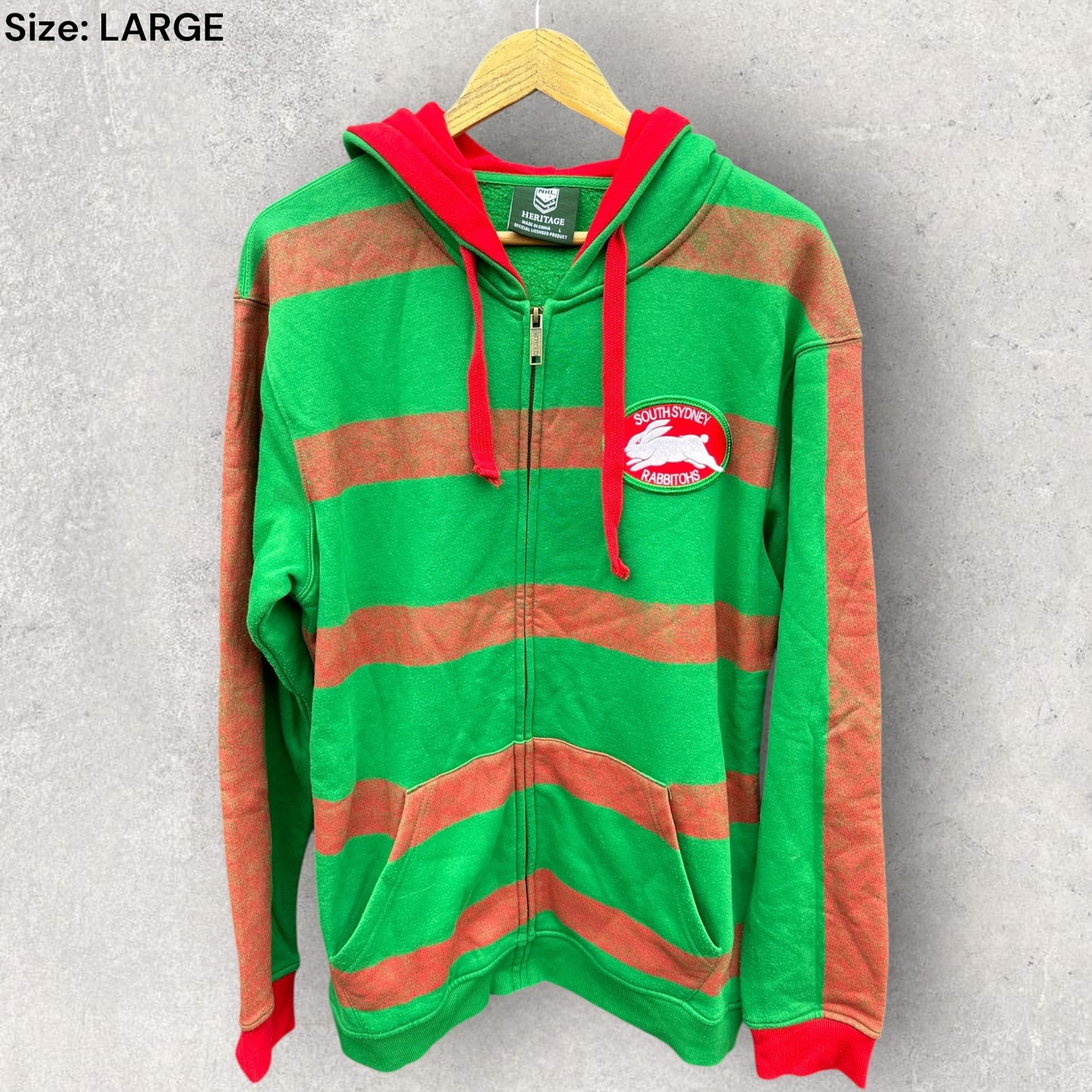 South Sydney Rabbitohs Heritage Rugby League Full Zip Hooded Jacket