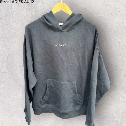 KOOKAI WOMENS BLACK PULLOVER HOODED JUMPER