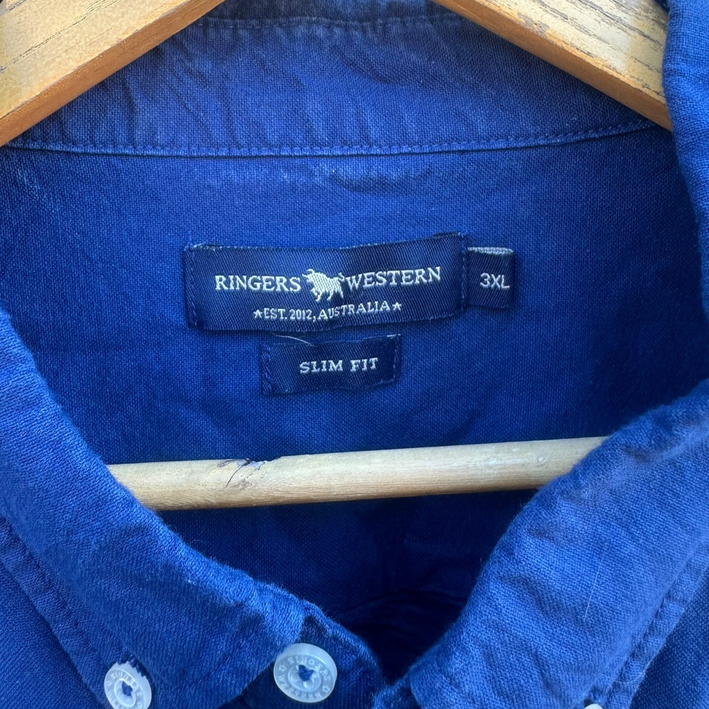 RINGERS WESTERN BLUE LONG SLEEVE BUTTON UP SHIRT
