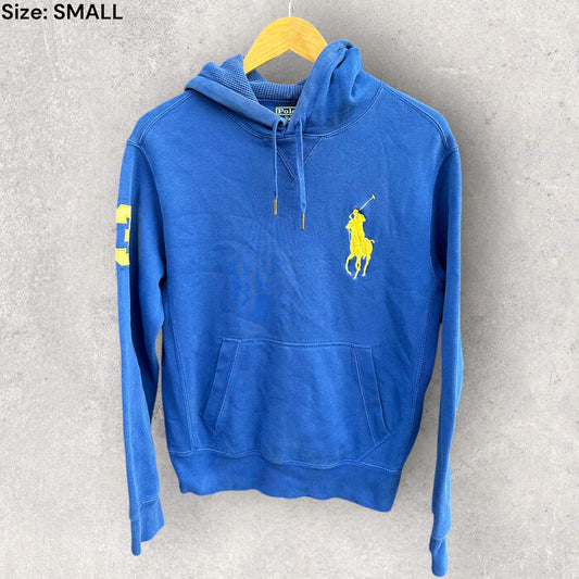 RALPH LAUREN POLO BLUE PULLOVER HOODED JUMPER