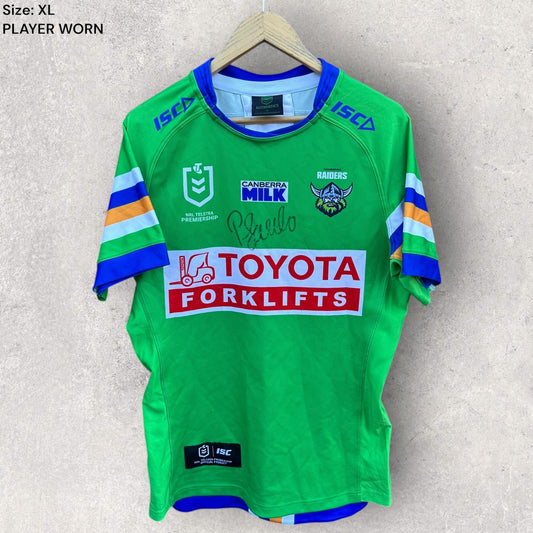PASAMI SAULO CANBERRA RAIDERS 2024 HOME MATCH WORN + SIGNED JERSEY