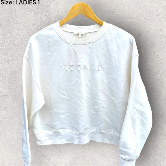 KOOKAI WOMENS WHITE PULLOVER CREW NECK JUMPER