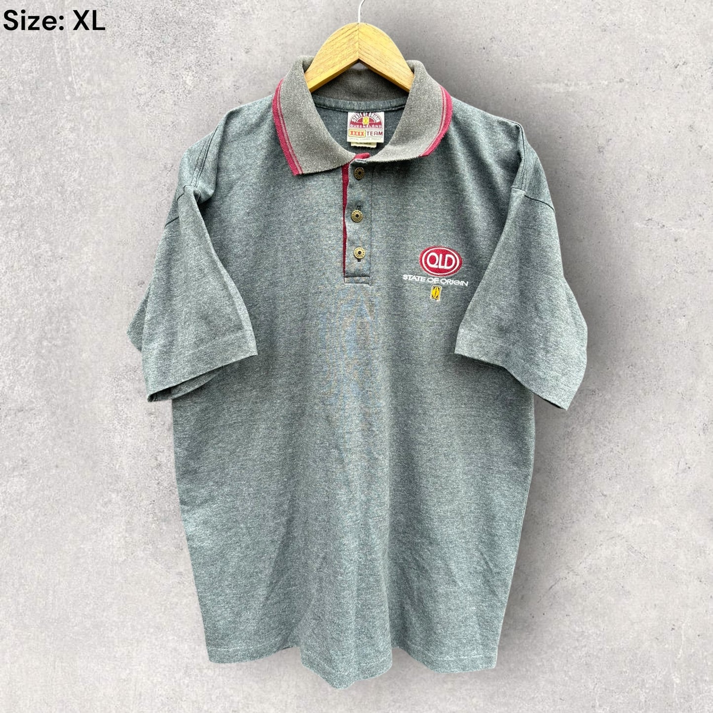 Queensland Maroons Full Boar Vintage Grey State of Origin Polo Shirt