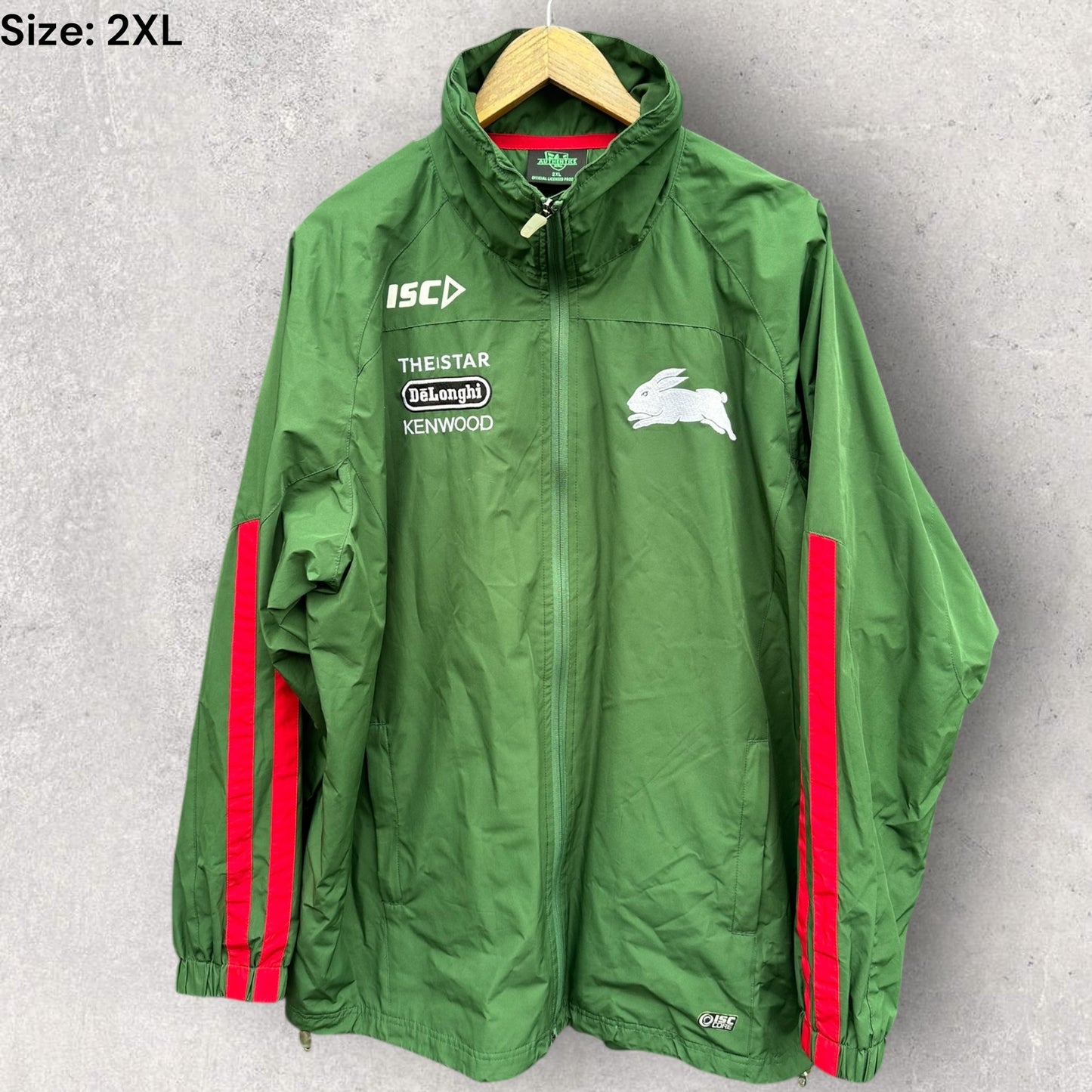South Sydney Rabbitohs ISC Green Windbreaker Hooded Nrl Rugby League Jacket
