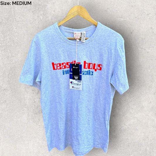BEASTIE BOYS X CHAMPION INTERGALACTIC 25TH ANNIVERSARY GREY SHIRT BRAND NEW WITH TAGS