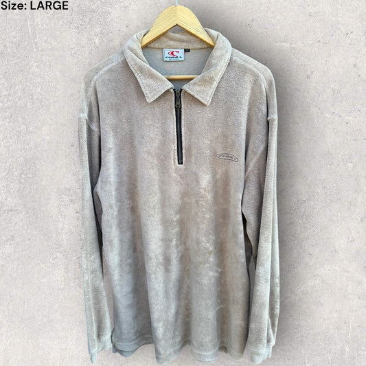 O’NEILL SURFWEAR BIEGE HALFZIP LONG SLEEVE VINTAGE SHIRT