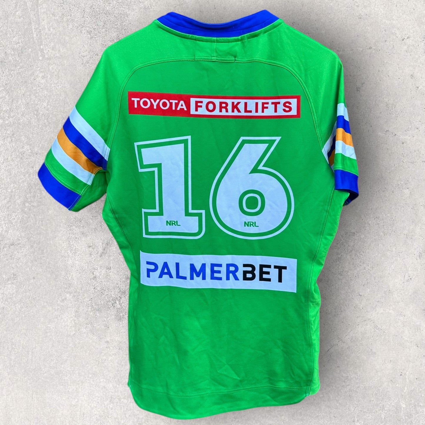 PASAMI SAULO CANBERRA RAIDERS 2024 HOME MATCH WORN + SIGNED JERSEY