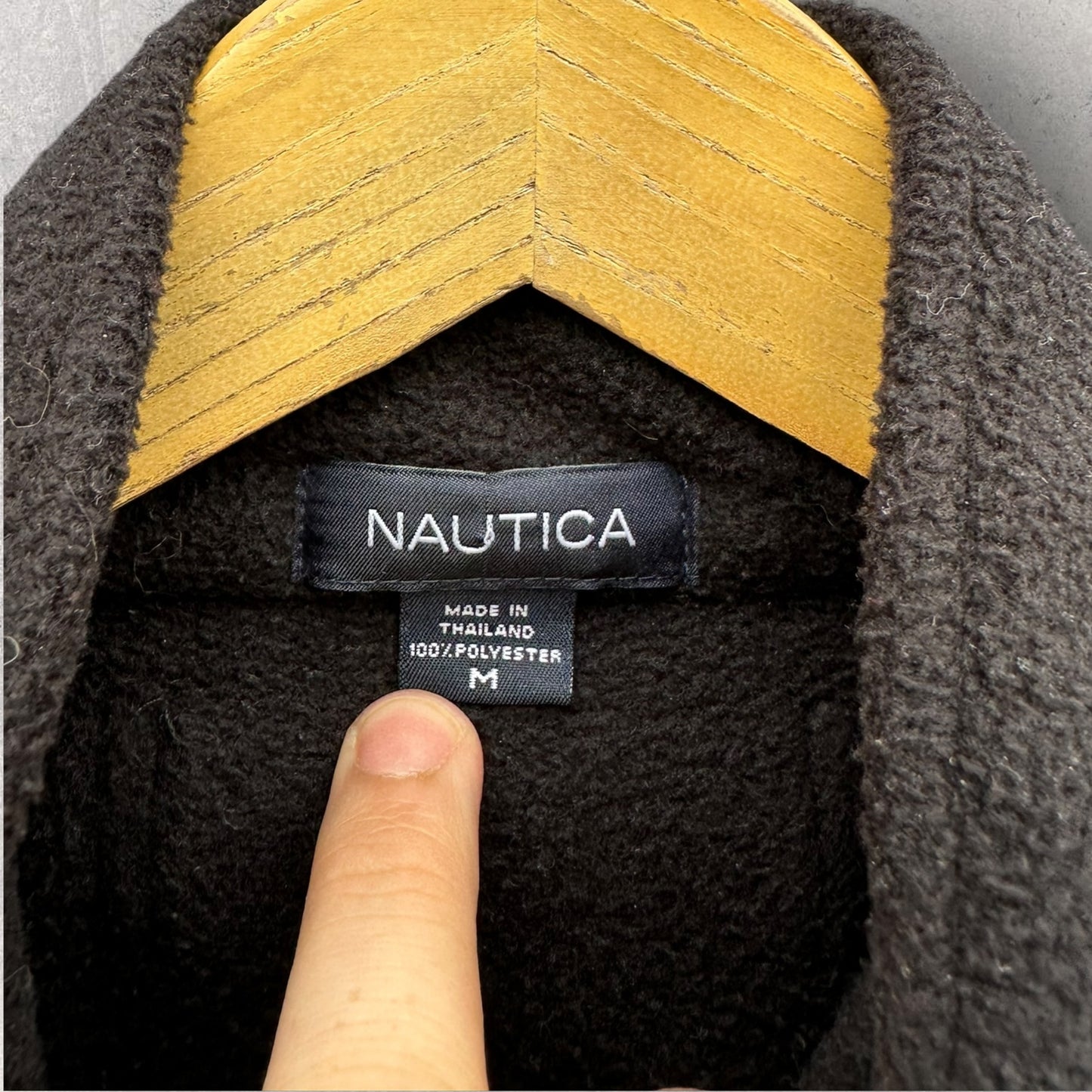 NAUTICA BLACK CHEST ZIP FLEECE PULLOVER JUMPER