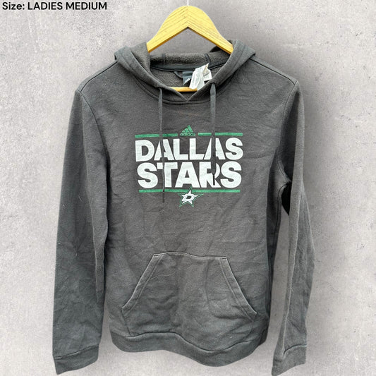 DALLAS STARS NHL ADIDAS BLACK PULLOVER HOODED LADIES JUMPER