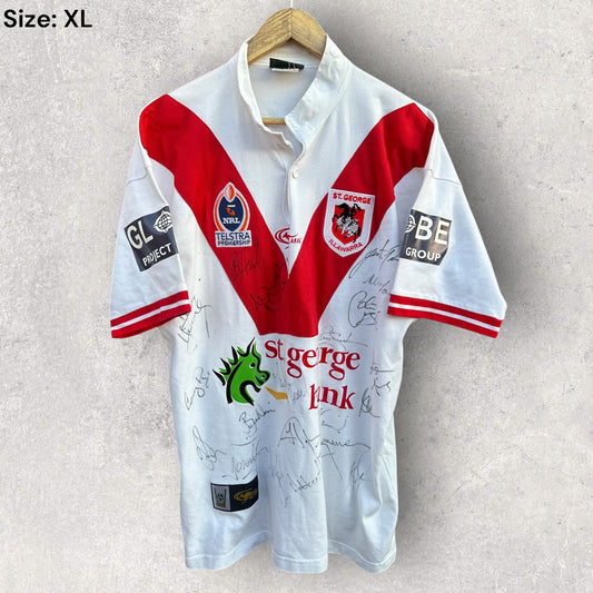 St George Illawarra Dragons 2005 Classic Home Jersey Vintage Signed By Squad