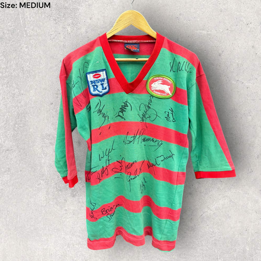 SOUTH SYDNEY RABBITOHS CANTERBURY NSW RUGBY LEAGUE SIGNED VINTAGE JERSEY