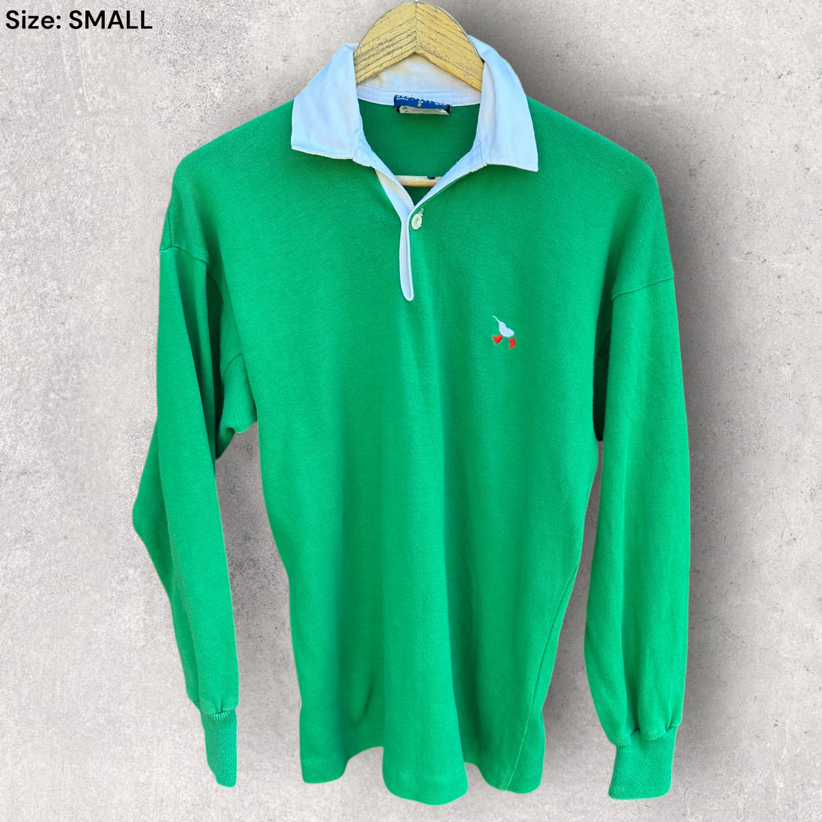 Proud Kiwi Green Vintage Long Sleeve Cotton Rugby Jersey
