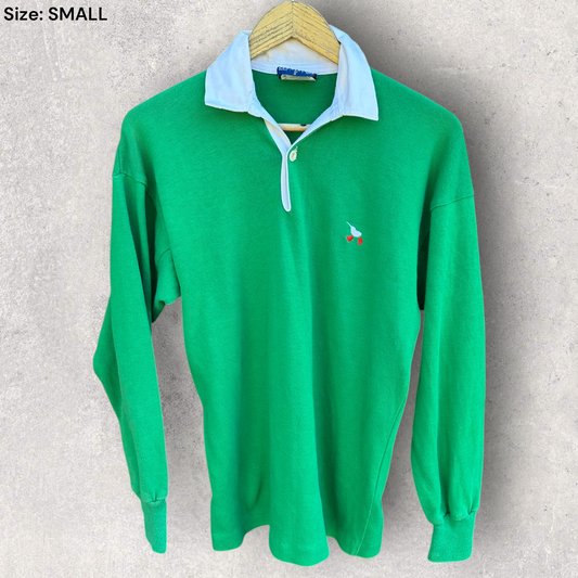 Proud Kiwi Green Vintage Long Sleeve Cotton Rugby Jersey