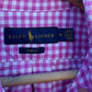 RALPH LAUREN POLO PINK & WHITE CHECKERED LONG SLEEVE BUTTON UP SHIRT