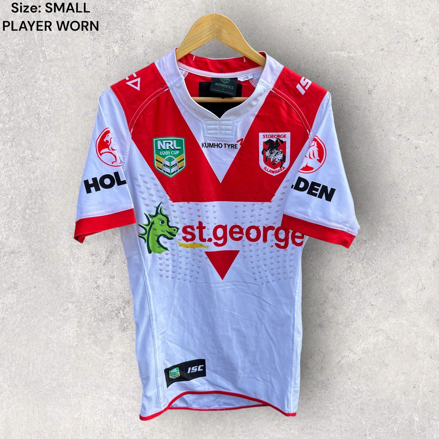 ST GEORGE ILLAWARRA DRAGONS HOLDEN CUP PLAYER WORN JERSEY #5