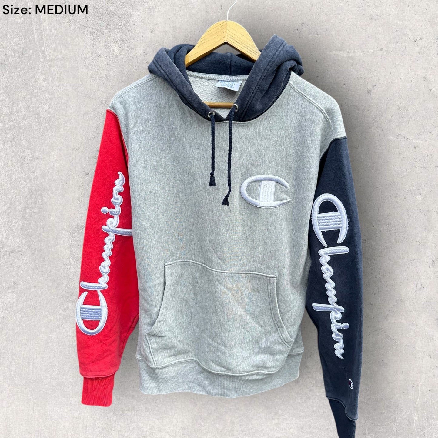 CHAMPION REVERSE WEAVE COLORBLOCK PULLOVER HOODIE SWEATSHIRT