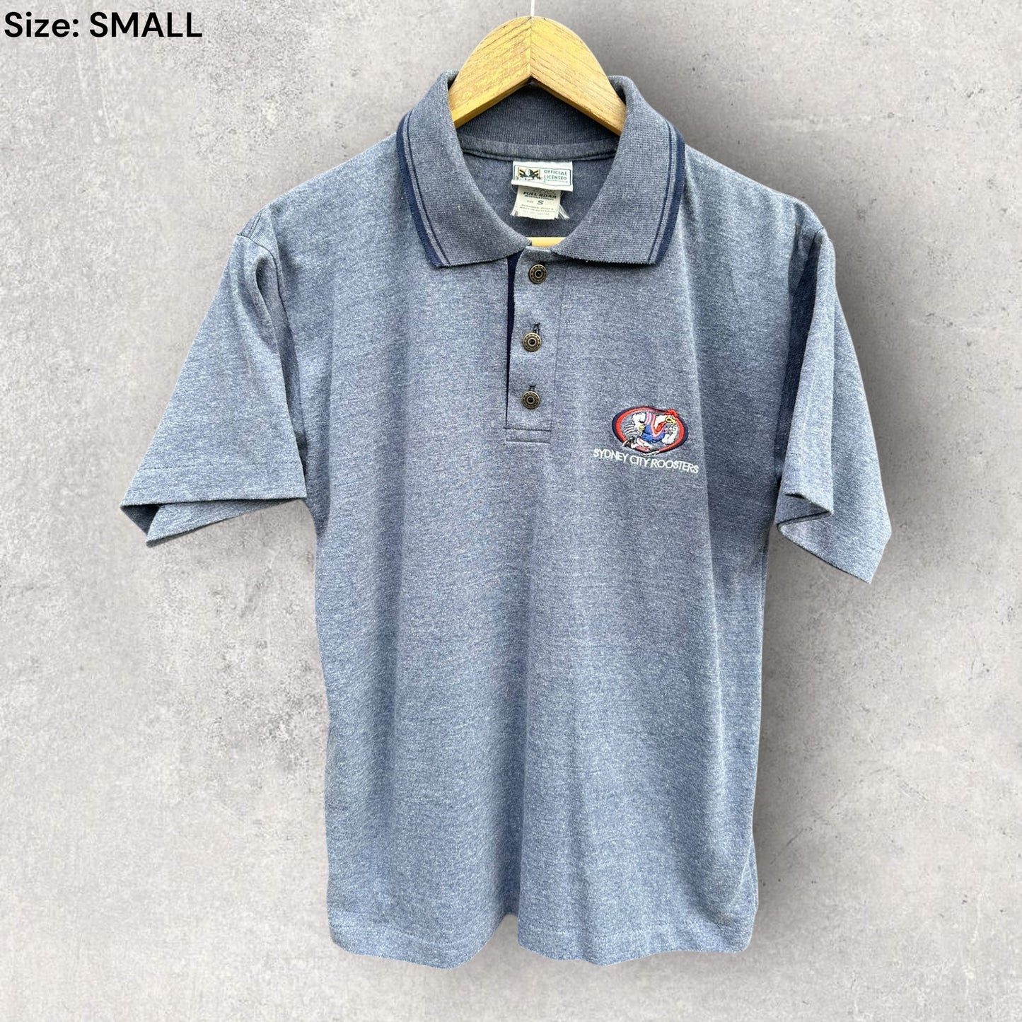 Sydney City Roosters Vintage  Grey Polo Shirt