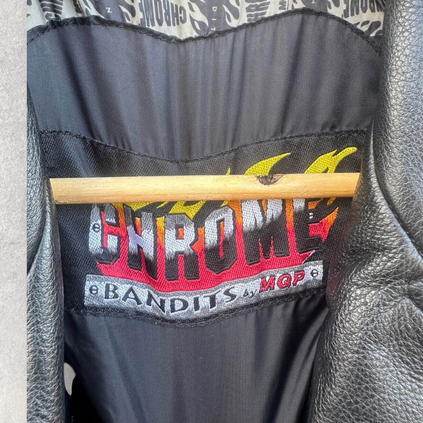 CHROME BANDITS MQP BLACK LEATHER 2003 MOTORBIKE JACKET