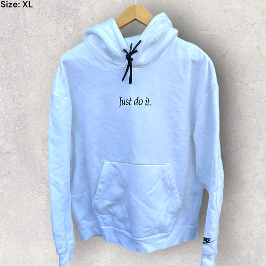 NIKE JUST DO IT WHITE PULLOVER HOODED JUMPER
