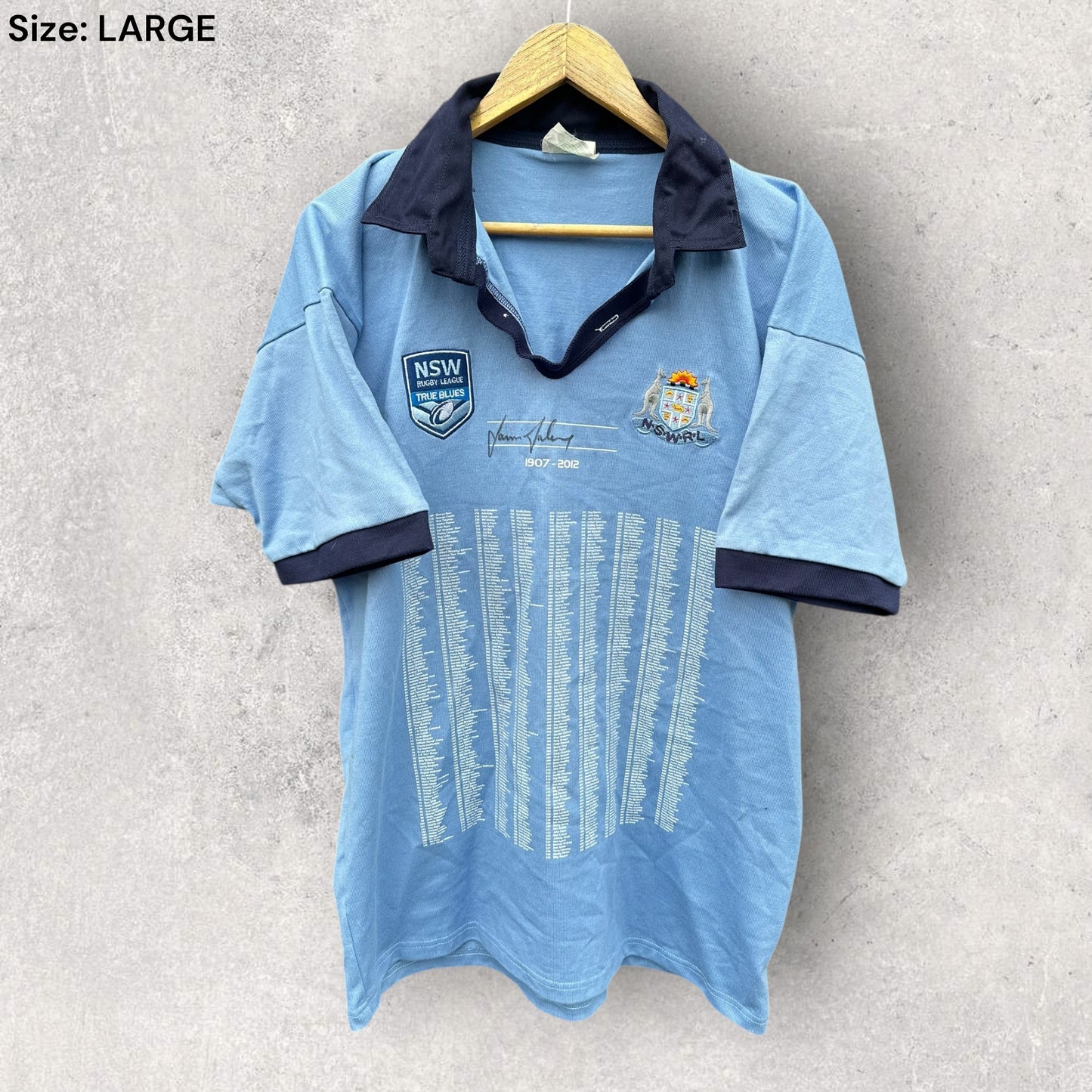 Nsw Rugby League True Blues Representative Jersey Signed by Laurie Daley