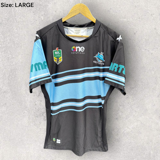 Cronulla Sharks 2015 X-Blades Alternate Match Worn Rugby League Jersey