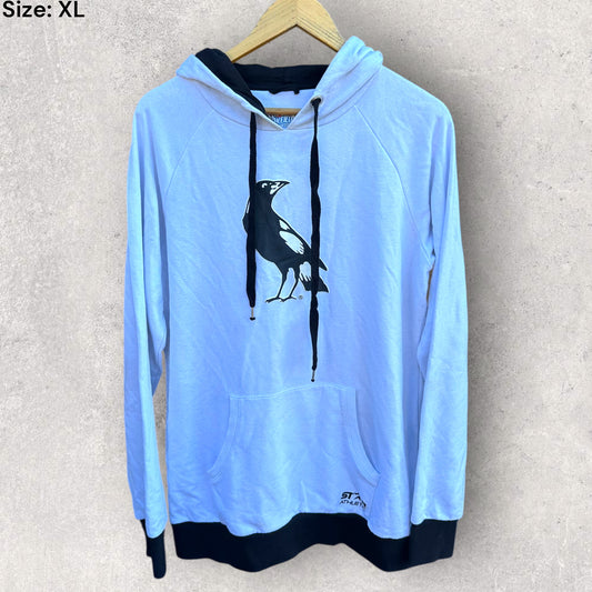COLLINGWOOD MAGPIES WHITE PULLOVER HOODED JUMPER