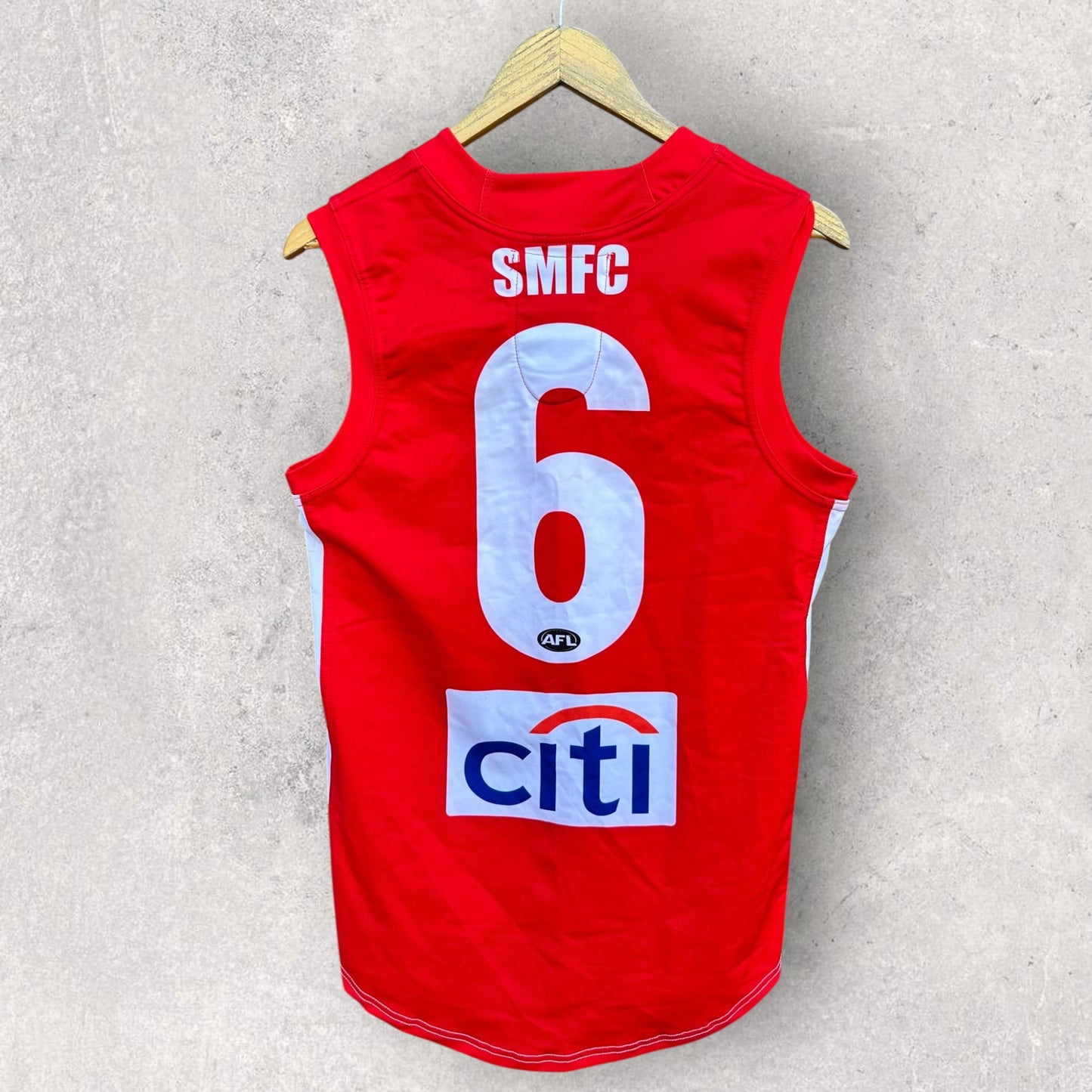 TOM MITCHELL 2014 HOME SYDNEY SWANS ISC MATCH WORN JERSEY #6