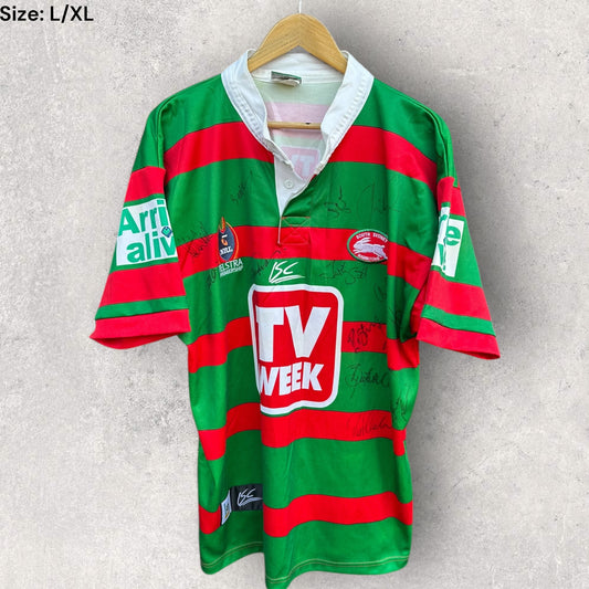 SOUTH SYDNEY RABBITOHS 2002 ISC TV WEEK HOME JERSEY SIGNED BY SQUAD