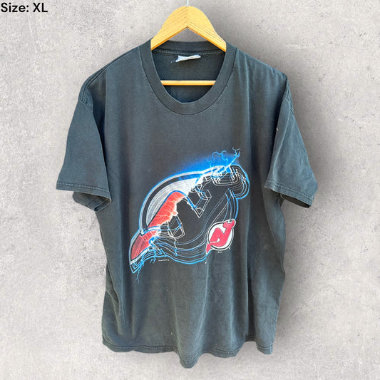 NEW JERSEY DEVILS VINTAGE NHL BLACK ICE HOCKEY SHIRT