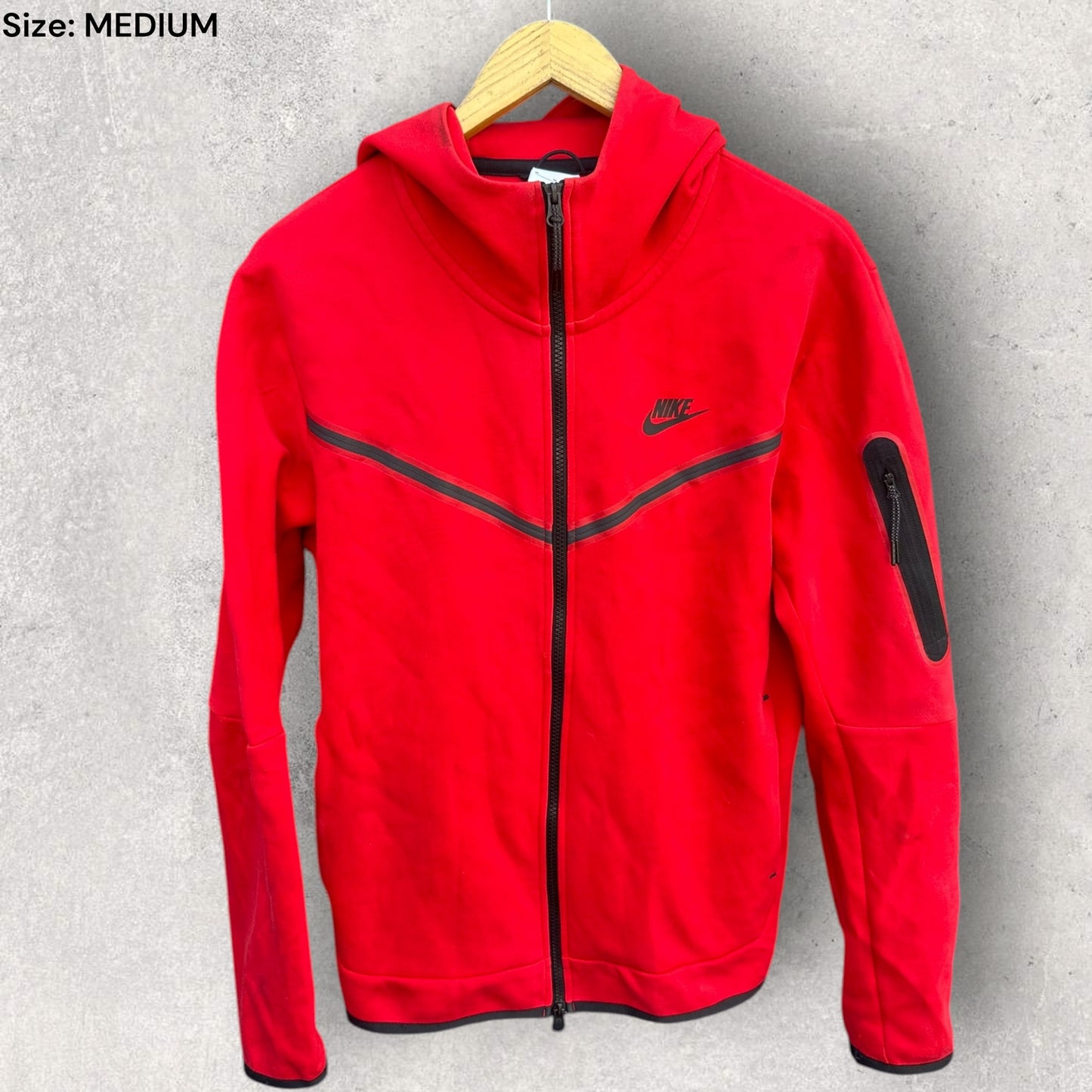 NIKE RED TECH FLEECE WINDRUNNER HOODED JACKET