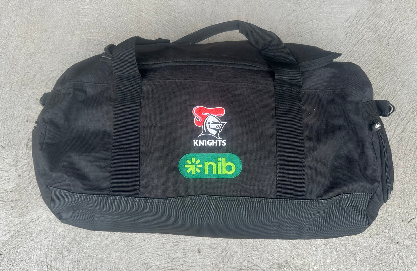 Newcastle Knights Classic Black Duffel / Gym Player Issued Bag
