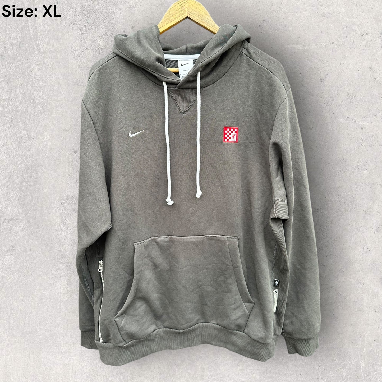 Liverpool FC Nike Standard Issue 2024/2025 Pullover Grey Football Hooded Jumper