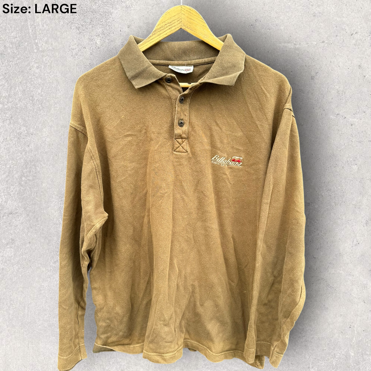 Billabong Long Sleeve Brown Vintage Polo Shirt