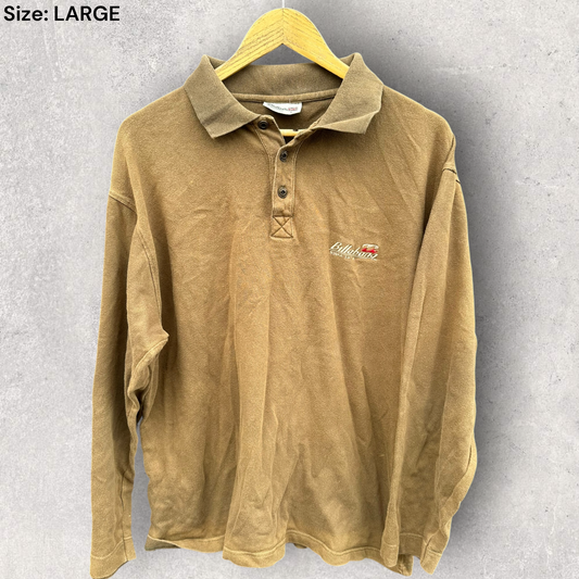 Billabong Long Sleeve Brown Vintage Polo Shirt