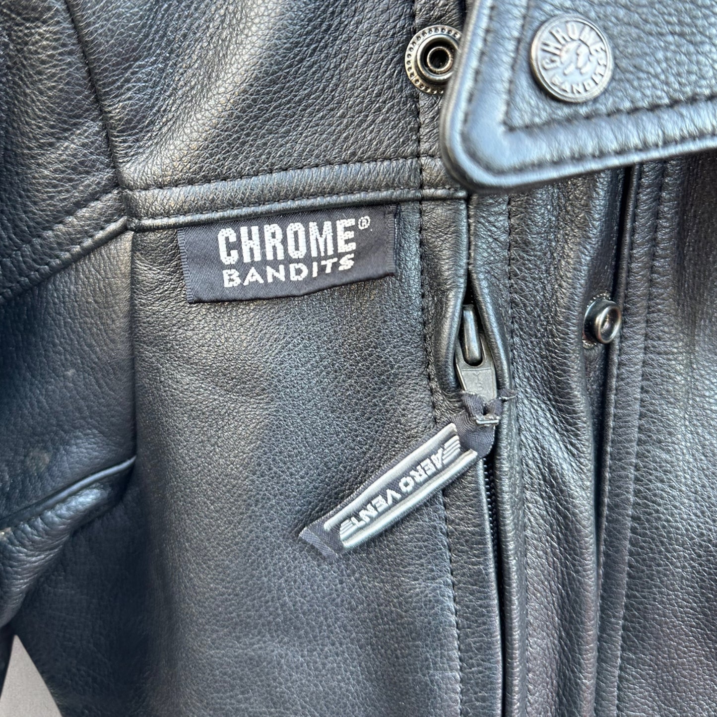 CHROME BANDITS MQP BLACK LEATHER 2003 MOTORBIKE JACKET