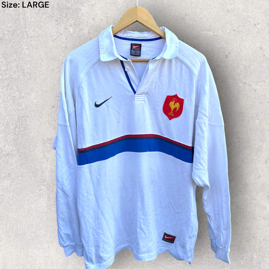 FRANCE RUGBY UNION NIKE VINTAGE WHITE LONG SLEEVE JERSEY