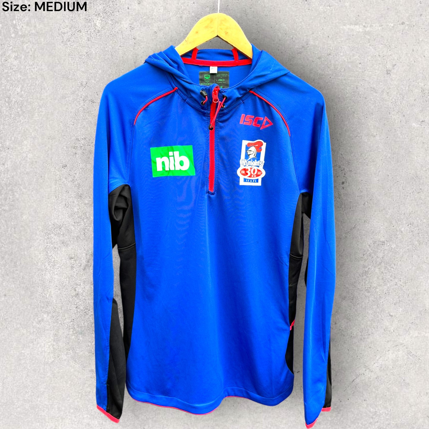 NEWCASTLE KNIGHTS ISC QUARTER ZIP LONG SLEEVE HOODED SHIRT