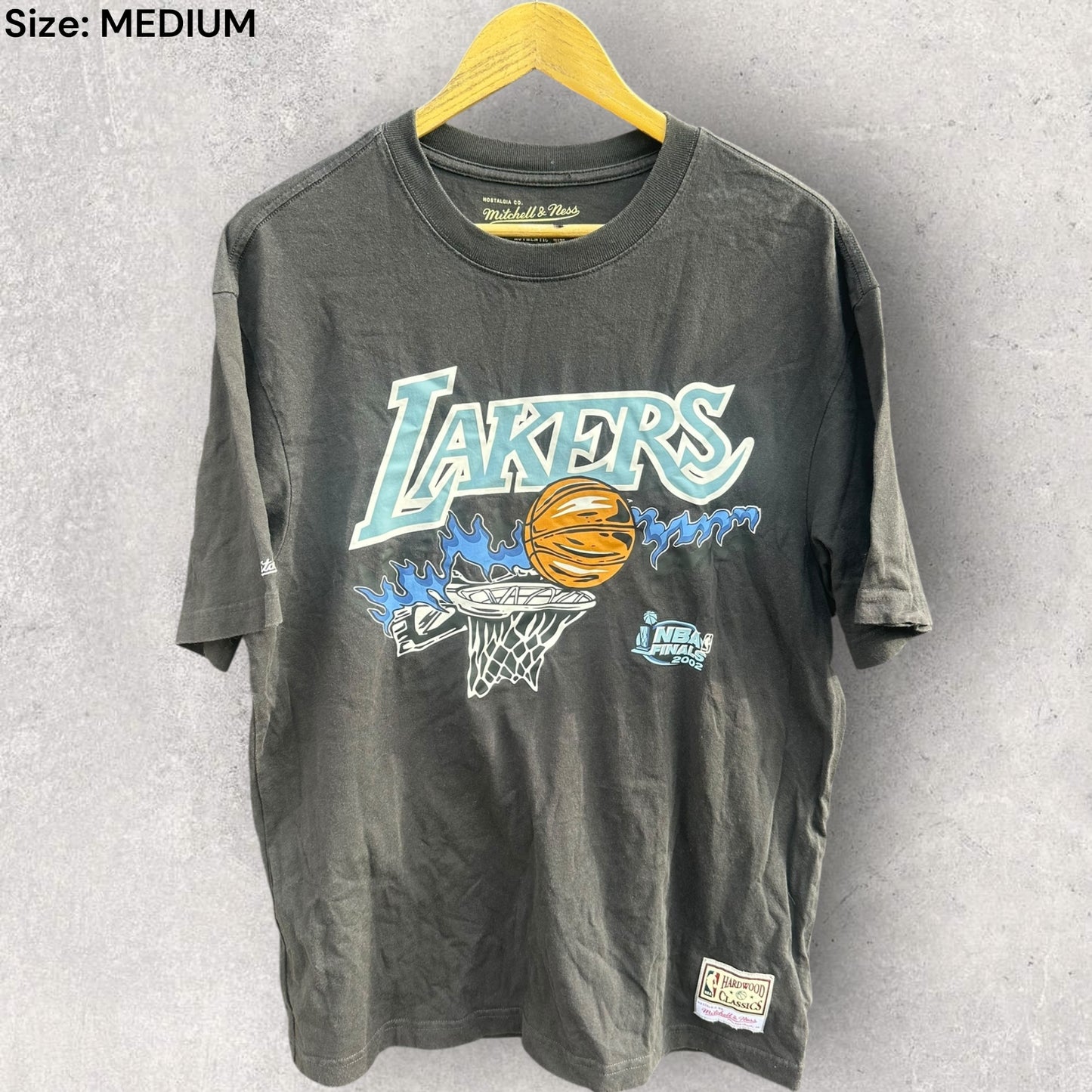 Los Angeles Lakers Hardwood Classic 2002 NBA Finals Black Short Sleeve Shirt