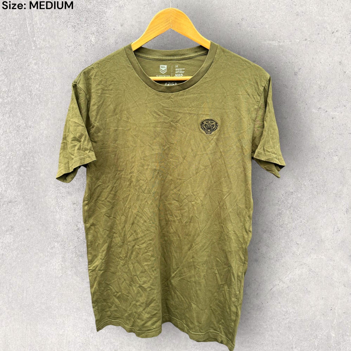 WESTS TIGERS OLIVE GREEN SHIRT