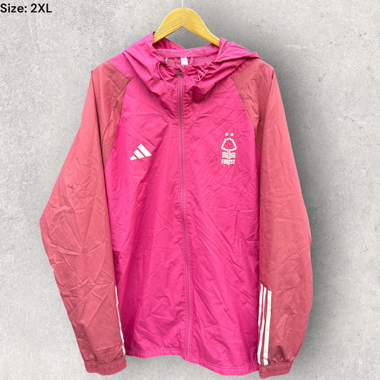 NOTTINGHAM FOREST 2022 ADIDAS WINDBREAKER PINK HOODED JACKET